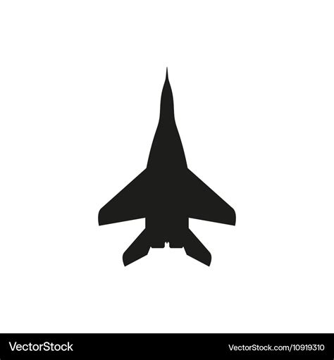 Simple black jet fighter icon on white background Vector Image