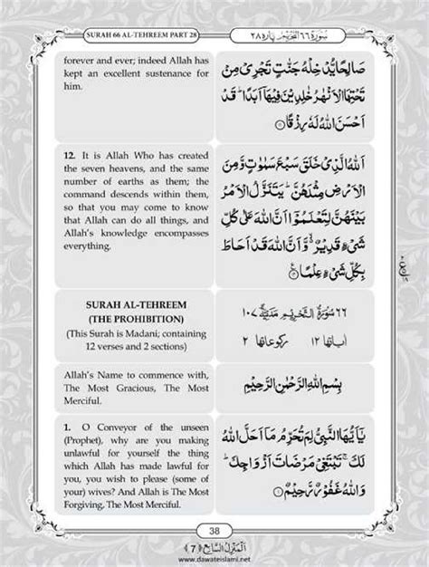 Surah Tahrim English PDF - Online Download English Translation PDF