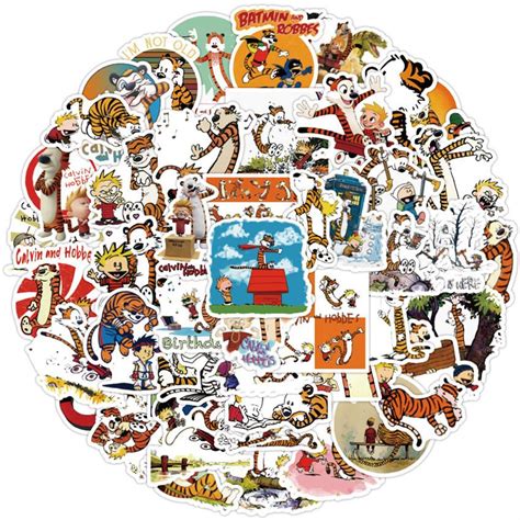 50Pcs/Set Calvin and Hobbes Series 01 Stickers DIY Fashion Mixed ...