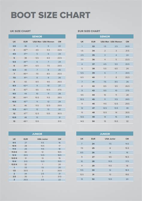 Ski Boot Sizing Chart And Mondopoint Conversion Table, 45% OFF