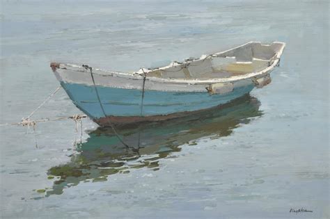 Original Oil Painting of Blue Boat - Nava Store