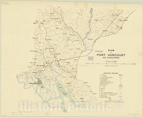 Map : Port Harcourt, Nigeria 1915, Plan of Port Harcourt and surroundings , Antique Vintage ...