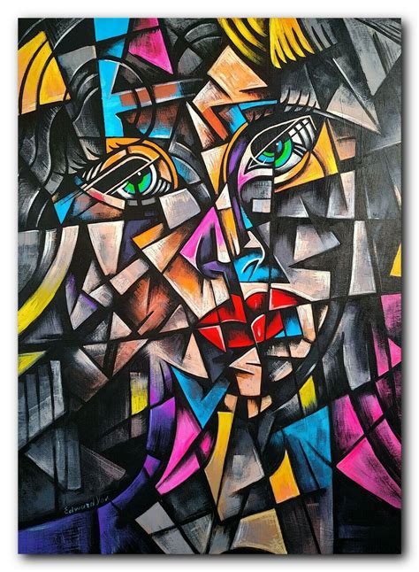 Art abstract cubism modern original oil Painting no frame | eBay Diy ...