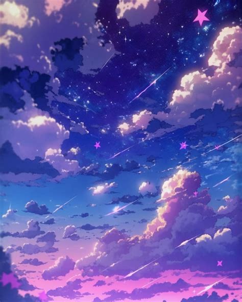 Premium AI Image | Anime landscape with a sky and stars