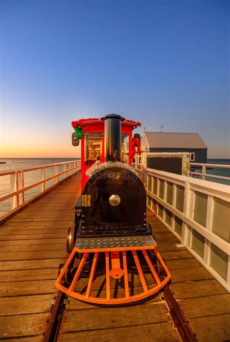 Busselton jetty train stock image. Image of blue, destination - 110391949