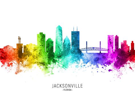 Jacksonville Florida Skyline #72 Digital Art by Michael Tompsett - Fine Art America