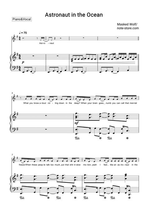 Masked Wolf - Astronaut In The Ocean sheet music for piano [PDF ...