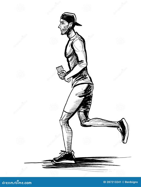 Jogging young man stock illustration. Illustration of artwork - 287213241