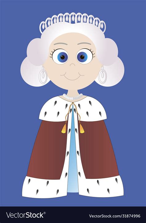 Cute cartoon queen elizabeth ii Royalty Free Vector Image