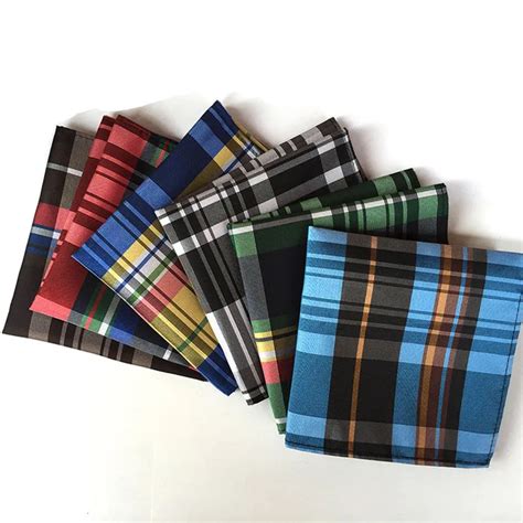 2018 New Classic Plaid Print Blue Mens Silk Handkerchiefs For Men Pocket Square Gravata A072-in ...