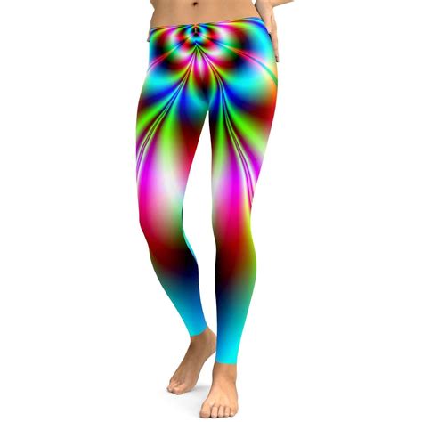 Womens Workout Yoga Psychedelic Neon Leggings Blue/Green/Purple | Gearbunch.com