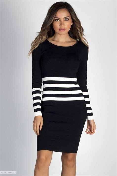 "Change Your Stripes" Black & White Striped Sweater Dress in 2021 | Sweater dress, Striped ...