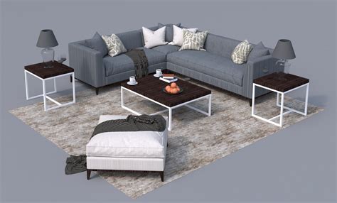 SOFA SET living room with couches and coffee table 3D model | CGTrader