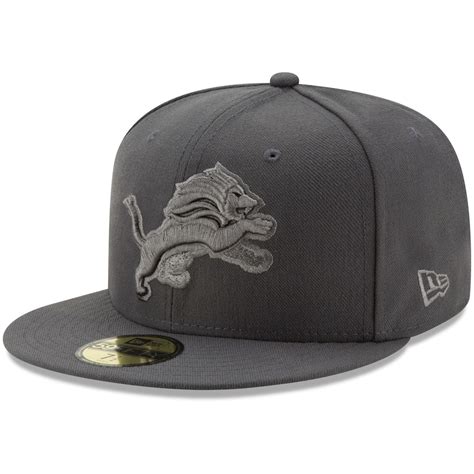 Men's New Era Graphite Detroit Lions Primary Logo Tonal League Basic 59FIFTY Fitted Hat