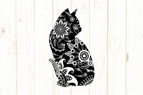 Mandala Cat SVG DXF PNG EPS AI By twelvepapers | TheHungryJPEG.com