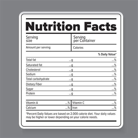 Nutrition facts vector label ~ Objects on Creative Market