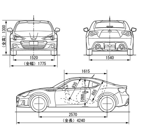 Toyota 86 2012 Blueprint - Download free blueprint for 3D modeling