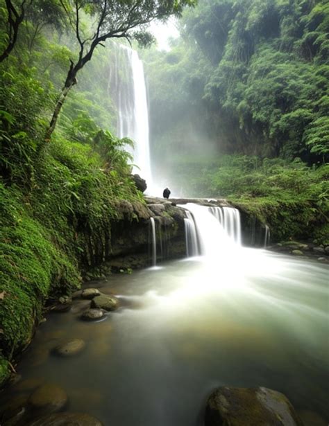 Premium AI Image | waterfall in tropical forest