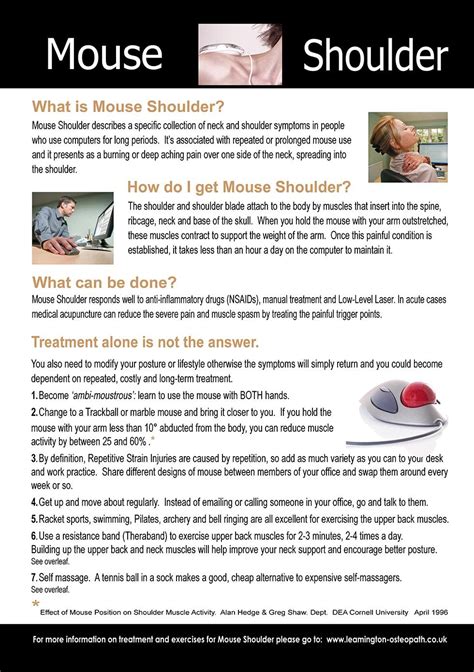 Mouse Shoulder Therapy Work Posture, Better Posture, Repetitive Strain Injury, Upper Back ...