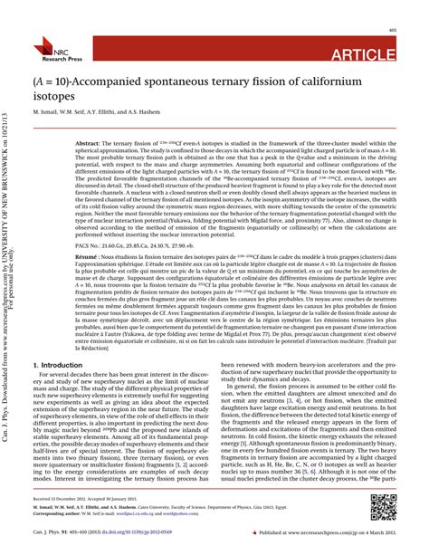 (PDF) (A= 10)-Accompanied spontaneous ternary fission of californium isotopes