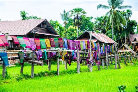 Thai Native House with Rice Field Stock Image - Image of hill, background: 129000797