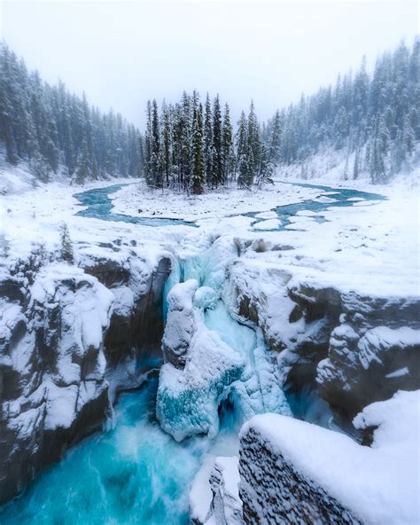 Winter at Sunwapta Falls Print by Nico Babot landscape photography