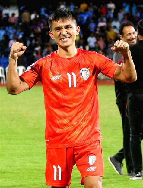 Indian football team captain Sunil Chhetri celebrate after winning the ...