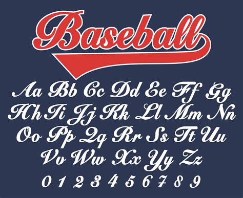 Baseball Font Baseball Script Baseball Font With Tails Softball Font ...