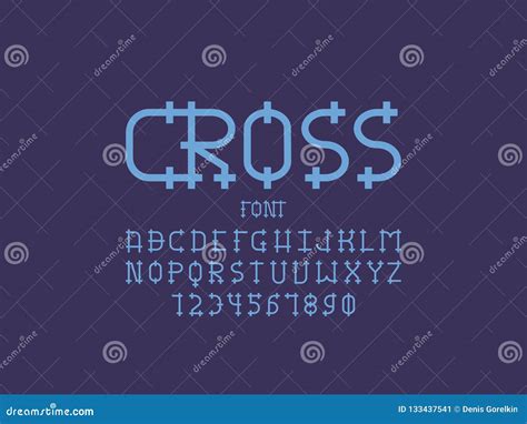 Cross Font. Vector Alphabet Stock Vector - Illustration of trendy, latin: 133437541