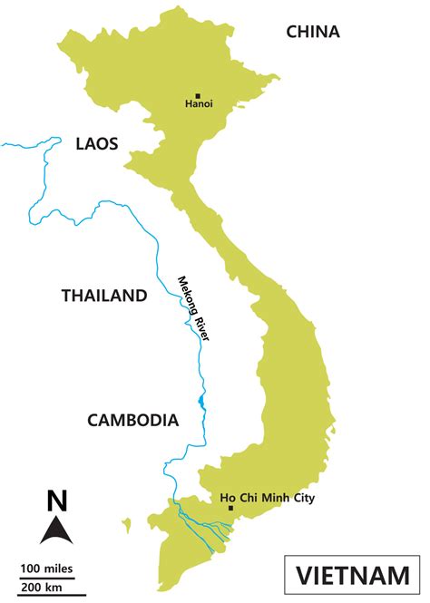 Map of Vietnam includes regions, Mekong River basin, Tonle Sap Lake ...