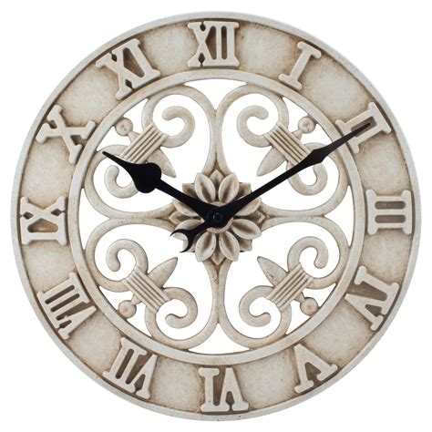 La Crosse Clock BBB86491 14 In. Antiqued White Cast Iron Indoor/Outdoor ...