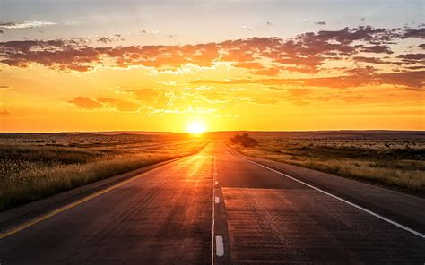 HD wallpaper: Sunset, 4K, Highway | Wallpaper Flare