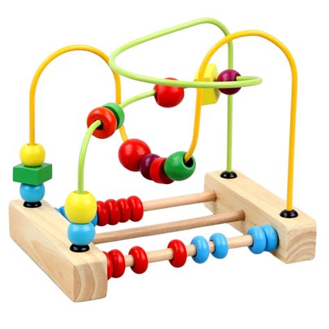 NFSTRIKE Funny Wooden Toys Counting Bead Abacus Wire Maze Roller Coaster Wooden Educational Toy ...