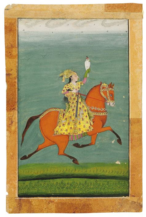 AN EQUESTRIAN PORTRAIT OF CHAND BIBI HAWKING, PROBABLY DECCAN, CENTRAL INDIA, EARLY 18TH CENTURY ...