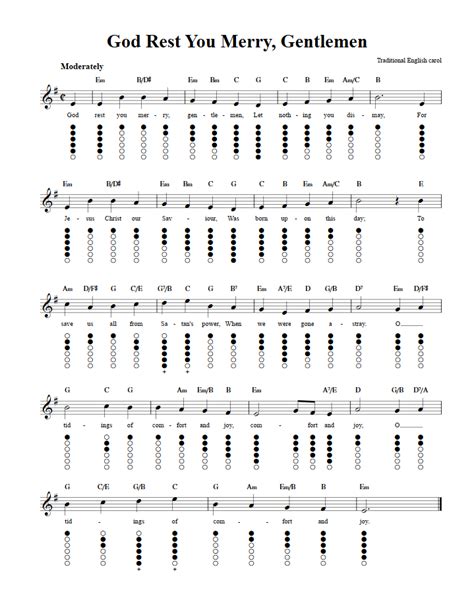 God Rest You Merry, Gentlemen - Tin Whistle Sheet Music and Tab with ...