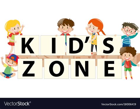 Kids holding sign for zone Royalty Free Vector Image