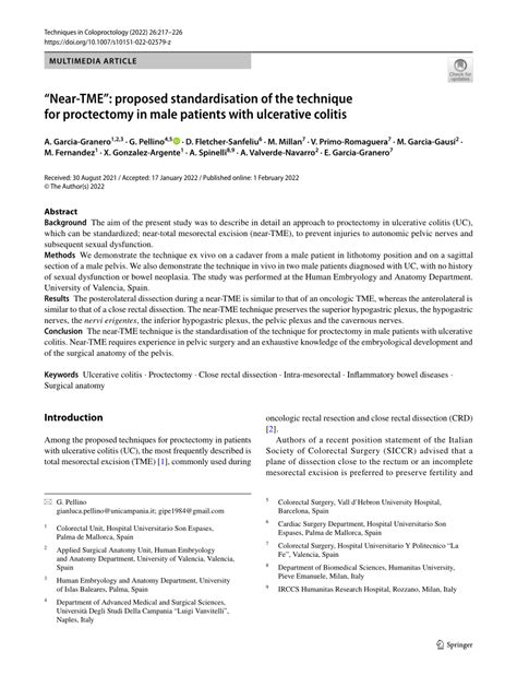 (PDF) “Near-TME”: proposed standardisation of the technique for proctectomy in male patients ...