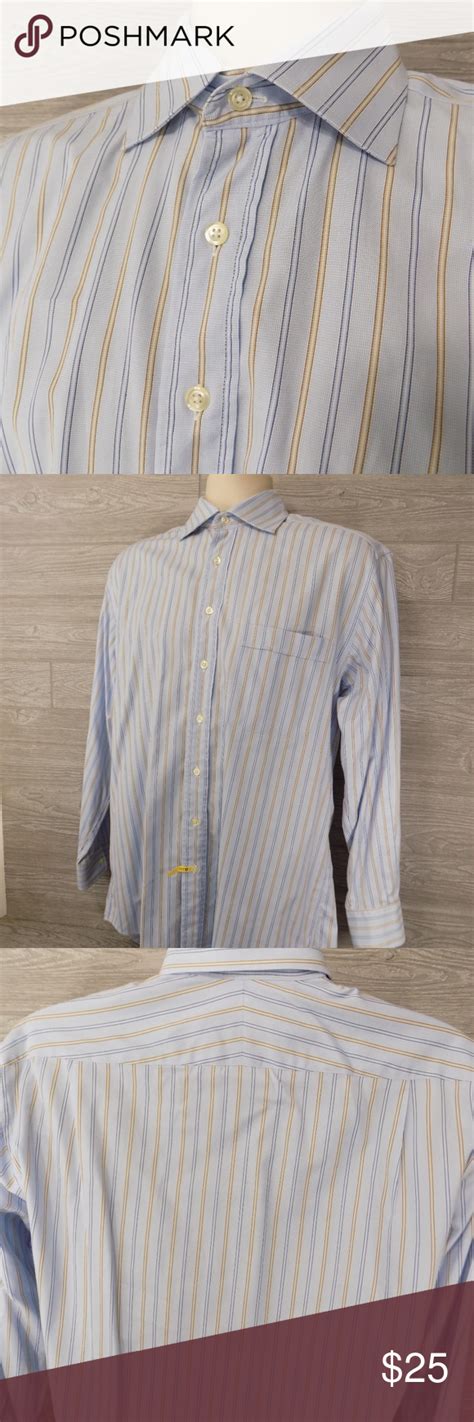 Hickey Freeman Striped Blue Dress Shirt Sz 15.5-33