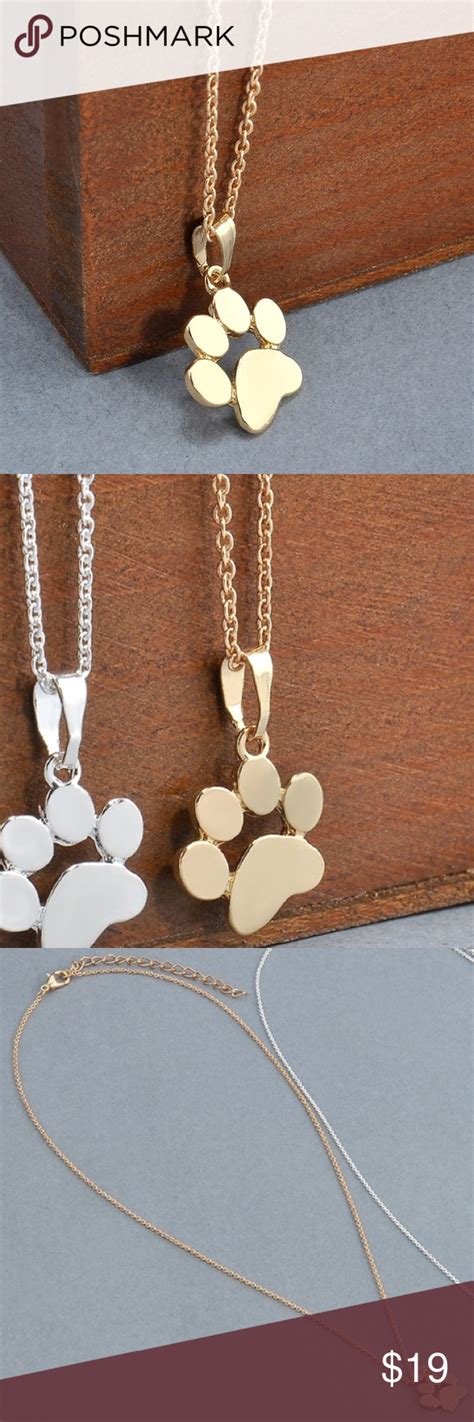 Gold Tone Paw Print Necklace | Paw print necklace, Womens jewelry necklace, Boho engagement ring