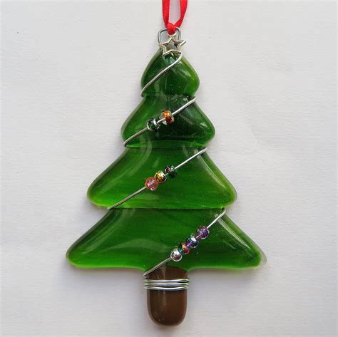 Fused Glass Christmas Tree With Beads – £7. Measures approximately 6.5 x 10cm. www.glassb ...