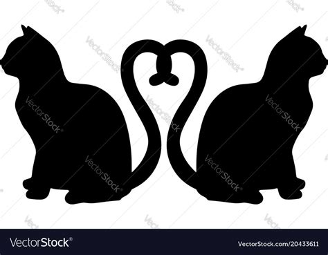 Cats in love with heart shaped tails icon Vector Image