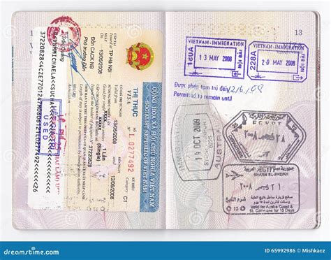 Passport Visa Stamps - Asia, Australia, Africa Editorial Photo - Image of pages, visa: 65992986