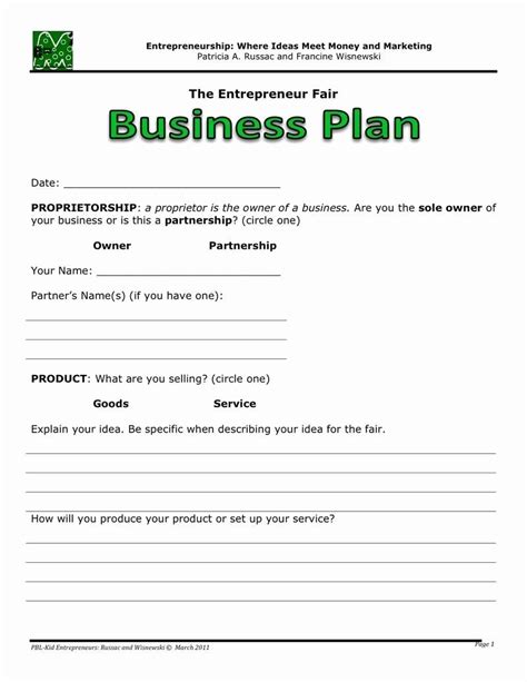 Business Plan Template Free Download Pdf