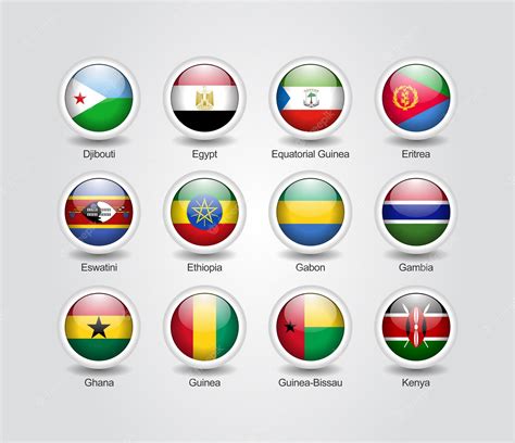 Premium Vector | 3d icons glossy set for african countries flags