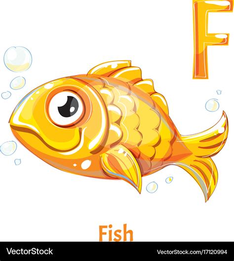 Alphabet letter f fish Royalty Free Vector Image