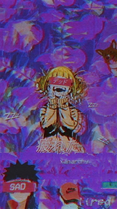 Download Aesthetic Trippy Anime On Purple Wallpaper | Wallpapers.com