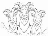 Simple Three Billy Goats Gruff Coloring For Kids  Page sketch template
