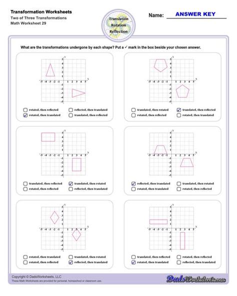 Transformation Worksheets