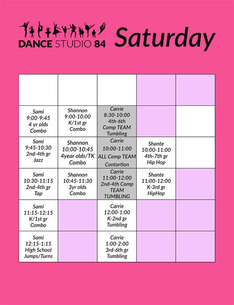 Class Schedule — Dance Studio 84