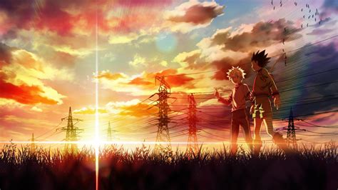 1920x1080 Resolution Gon and Killua walking at a beautiful sunset 1080P Laptop Full HD Wallpaper ...